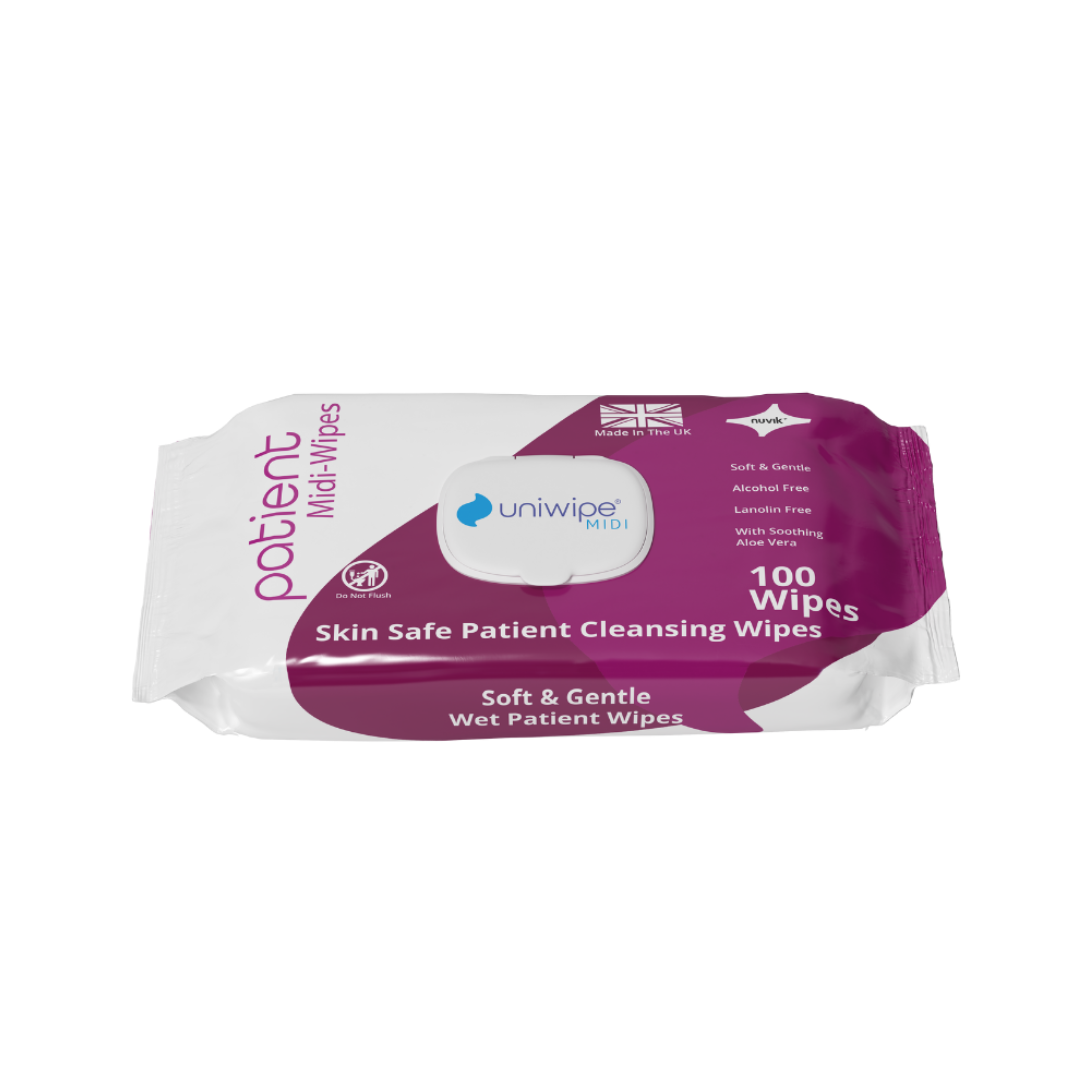 Uniwipe Skin Safe Patient Midi-Wipes - Pack of 100 wipes