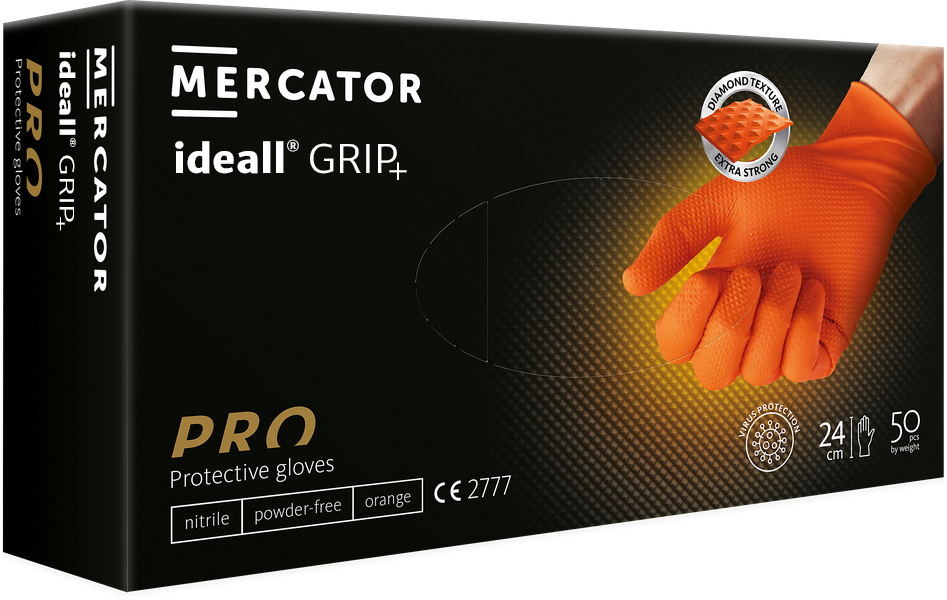 Mercator Orange Ideall Grip - Box of 50 - Small