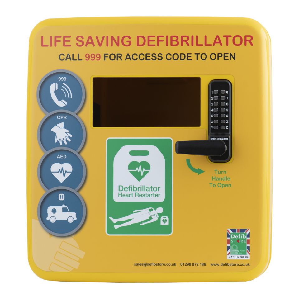 4000 Series Outdoor Defibrillator Cabinet - Keypad Lock - Heater and LED Light - Yellow