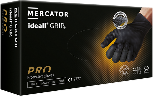 Mercator Black Ideall Grip, box of 50 - XL