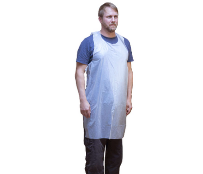 Disposable White Aprons 16mu - Flat Pack of 100 - Case of 10